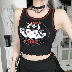 Yoursblack NEWS See U In Hell Print Camisole