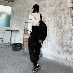 Yoursblack Dark Design Zipper Off-shoulder Sweatshirt