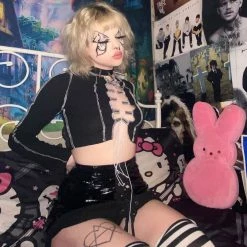 Yoursblack Clout Lace Up Top