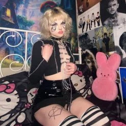 Yoursblack Clout Lace Up Top