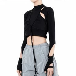 Yoursblack Lace-Up Long-Sleeve T-Shirt