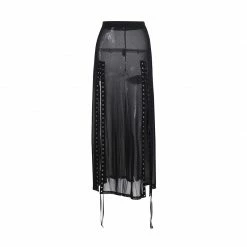 Yoursblack Sheer Mesh Slit Maxi Skirts