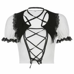 Yoursblack New In Jun Lace Tie T-Shirt