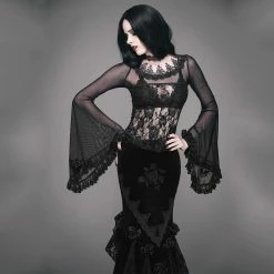 Yoursblack Rose Lace Horn Sleeves Top NEWS