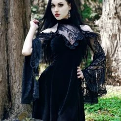 Yoursblack DRESSES Halterneck Lace Long-Sleeve Dress