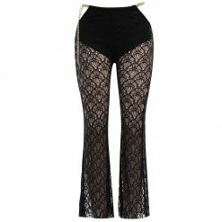 Yoursblack Chain Lace Sheer Wide-Leg Pants New In Jun