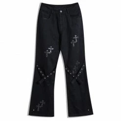 Yoursblack New In Jun Cross Pattern Wide Leg Pants