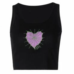 Yoursblack Spider Web Heart Crop Tank Top