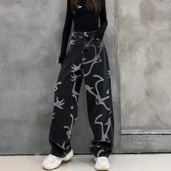 Yoursblack New In Jun Ghost Pattern Loose Pants