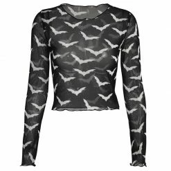 Yoursblack Bat Long Sleeve Sheer Top