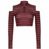Yoursblack Off-The-Shoulder Striped Knitted T-Shirt New In Jun