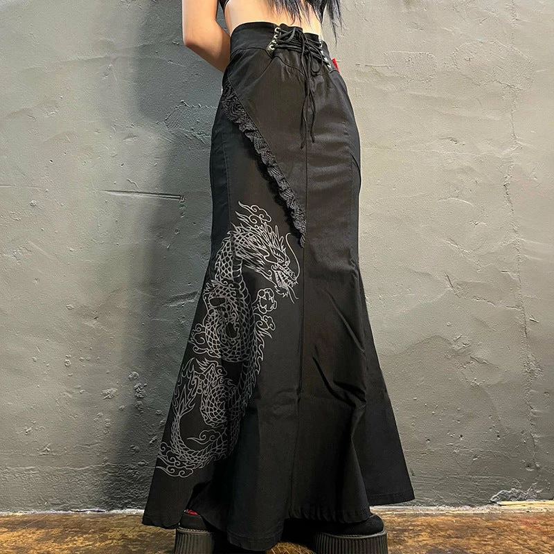 Yoursblack Chinese Dragon Long Skirt New In Jun 1 Yoursblack Chinese Dragon Long Skirt New In Jun