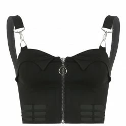 Yoursblack Zipper Cut-Out Sling Tops New In Jun