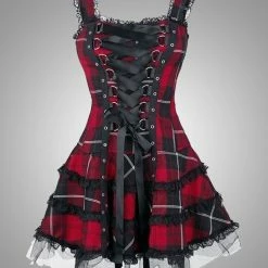 Yoursblack Lace Up Punk Plaid Dress NEWS