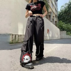 Yoursblack New In Jun Skull Wide Leg Pants