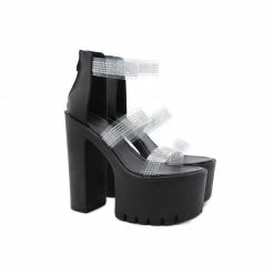 Yoursblack Rhinestone Platform Sandals NEWS