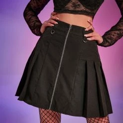Yoursblack Zip Pleated Skirt New In Jun