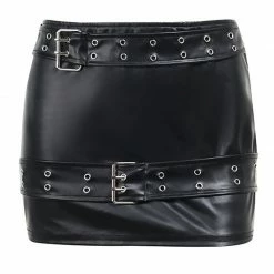 Yoursblack Double Belt PU Mini Skirt New In Jun