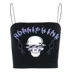 Yoursblack New In Jun Gothic Skull Halter Top