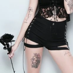 Yoursblack Tie Side Zipper Shorts