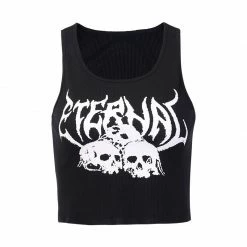 Yoursblack New In Jun Skull Cropped Tank Top