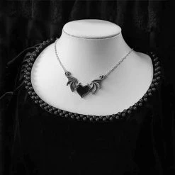 Yoursblack Undead Of The Night Aged Devil Heart Necklace