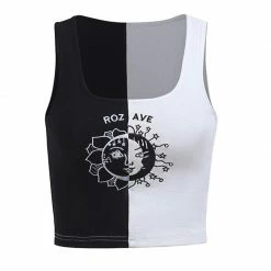 Yoursblack New In May U Neck Contrast-Panel Cropped Top