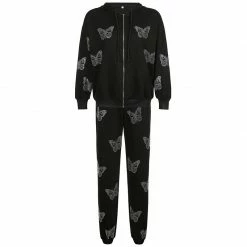Yoursblack Butterfly Zipper Hoodies & Sweatpants Set
