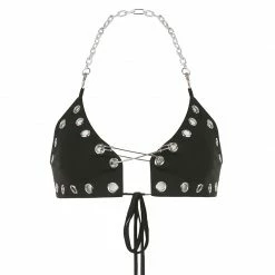 Yoursblack New In May Eyelet Pin Chain Halter Strap