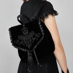 Yoursblack Accessory Magic Embroidered Black Velvet Backpack