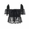Yoursblack Bow Tie Lace Stitching Crop Tops New In May