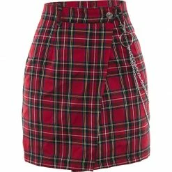 Yoursblack New In Jun Chain Plaid Skirt