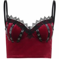 Yoursblack V-Neck Lace Panel Crop Top