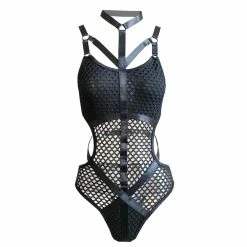 Yoursblack Hollow-Out Gauze Bodysuit