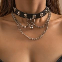 Yoursblack Heart Skull PU Leather Choker