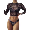 Yoursblack Three-Piece Chinese Traditional Dragon Mesh Swimsuit