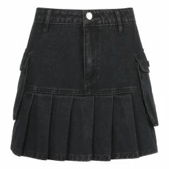 Yoursblack Vintage Pleated Denim Skirt New In Jun