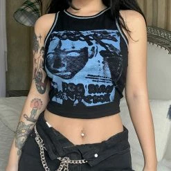 Yoursblack Character Print Cropped Vest