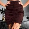 Yoursblack Pleated Drawstring Hips Skirt