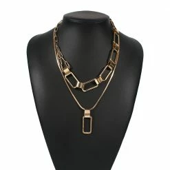 Yoursblack Multilayer Lock Necklace