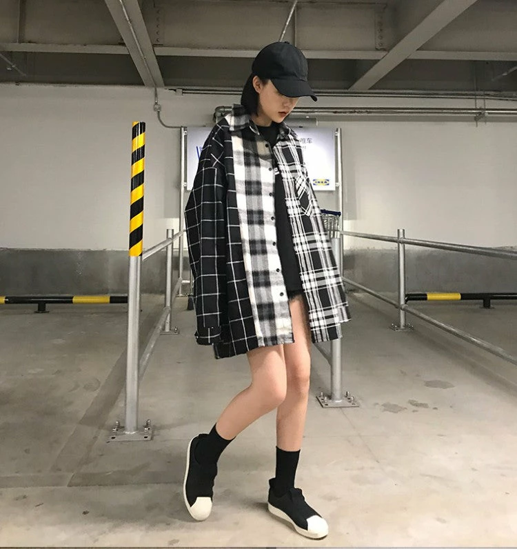 Yoursblack Aesthetic Loose Plaid Spring Long Sleeve Blouse Long Sleeve Top 1 Yoursblack Aesthetic Loose Plaid Spring Long Sleeve Blouse Long Sleeve Top