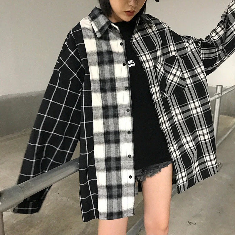 Yoursblack Aesthetic Loose Plaid Spring Long Sleeve Blouse Long Sleeve Top 2 Yoursblack Aesthetic Loose Plaid Spring Long Sleeve Blouse Long Sleeve Top