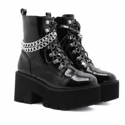 Yoursblack Double Chain Martin Boots