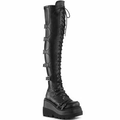 Yoursblack Black Gigh-Top Square Heel Female Knight Boots Shoes