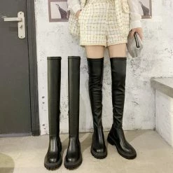 Yoursblack Shoes Stretch PU Over-The-Knee Boots
