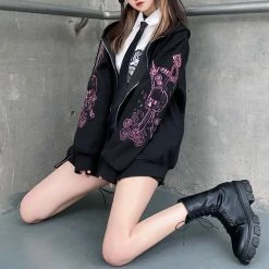 Yoursblack Spring Sale Embroidered Skull Hooded Jacket