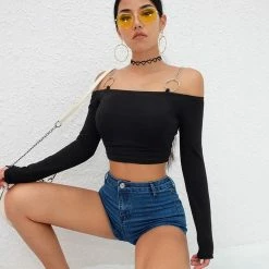 Yoursblack Metal Chain Blouse T-Shirt New In Jun