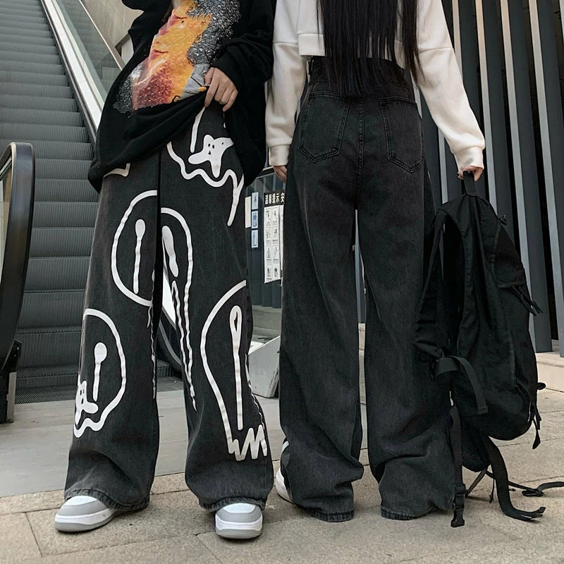 Yoursblack Smile Face Print Jeans 4 Yoursblack Smile Face Print Jeans