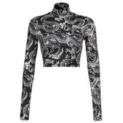 Yoursblack Dragon Print Bottoming Top NEWS