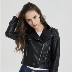 Yoursblack Lapel Cropped Biker Jacket